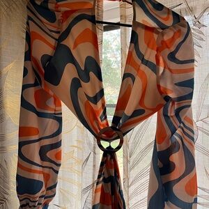 Retro Blue & Orange Maxi Dress